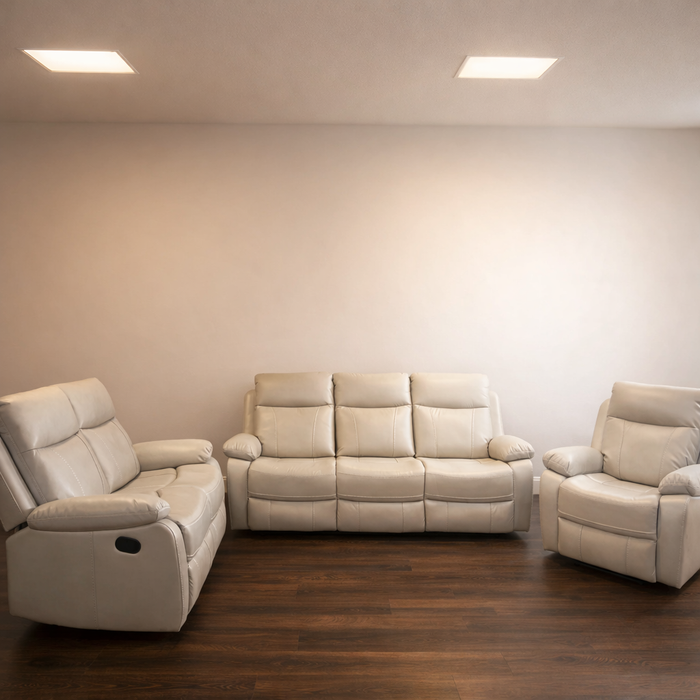 6 Seater Positano Beige Manual Recliner Sofa Suite