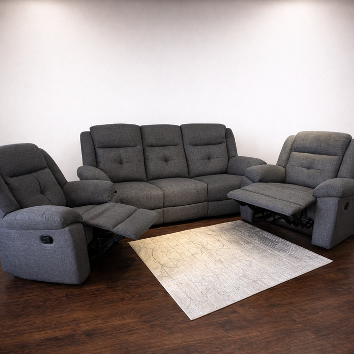 5 Seater Celeste Anthricite Manual Recliner Sofa Suite