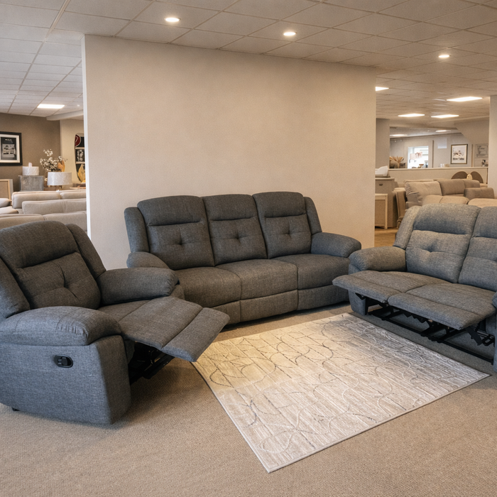 6 Seater Celeste Anthricite Manual Recliner Sofa Suite
