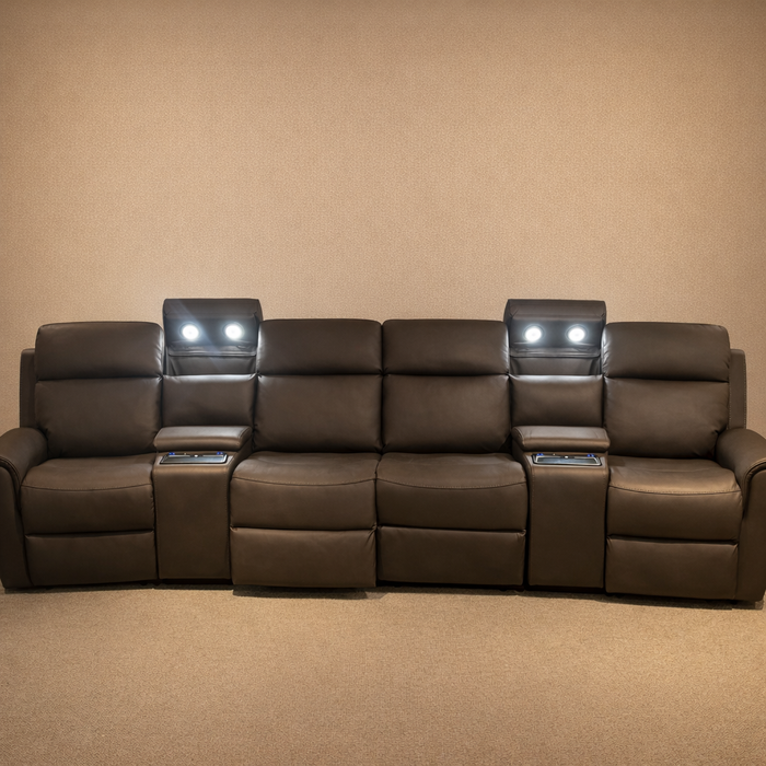 Verona 4 Seater Cinema Motorised Power Recliner Sofa – Brown
