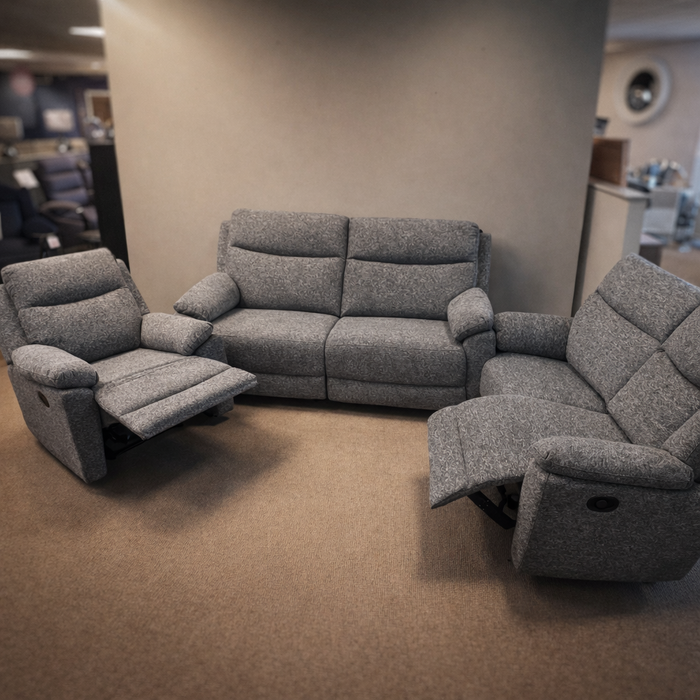 Mallow Smoke 3+2+1 Manual Reclining Sofa Suite Set
