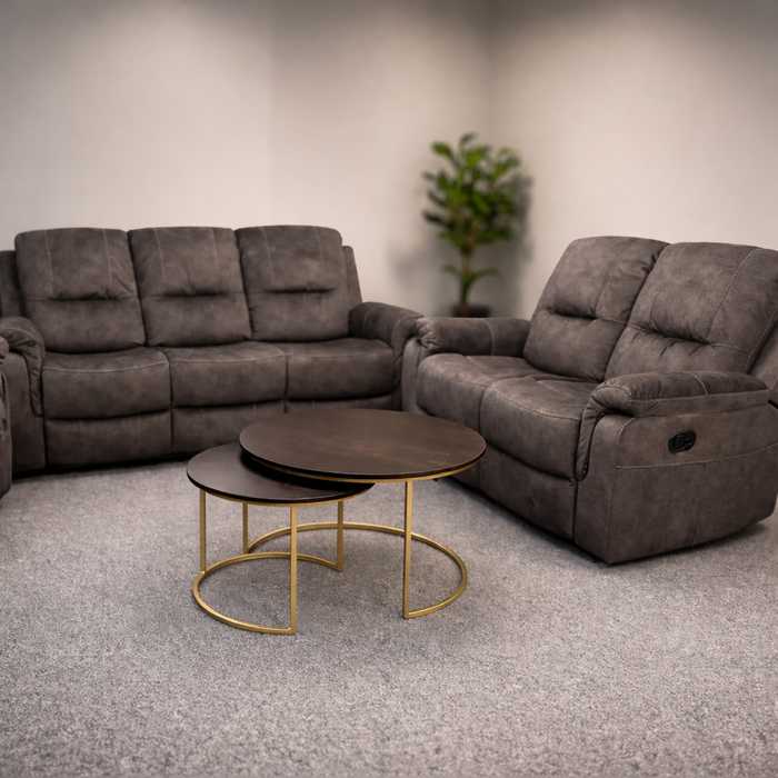 Chicago Dark Grey 3+2 Manual Recliner Sofa Suite Set