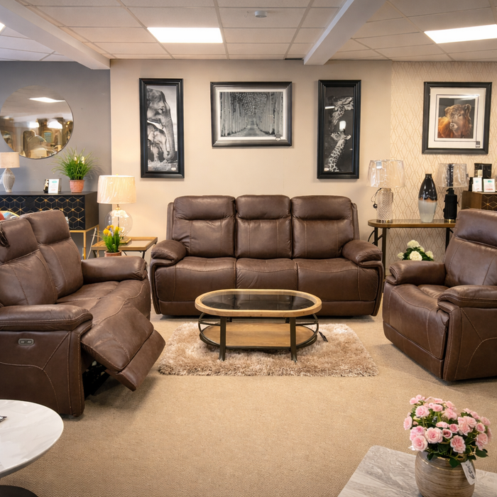 Oslo Chocolate | 3+2+1 Motorised Reclining Sofa Suite