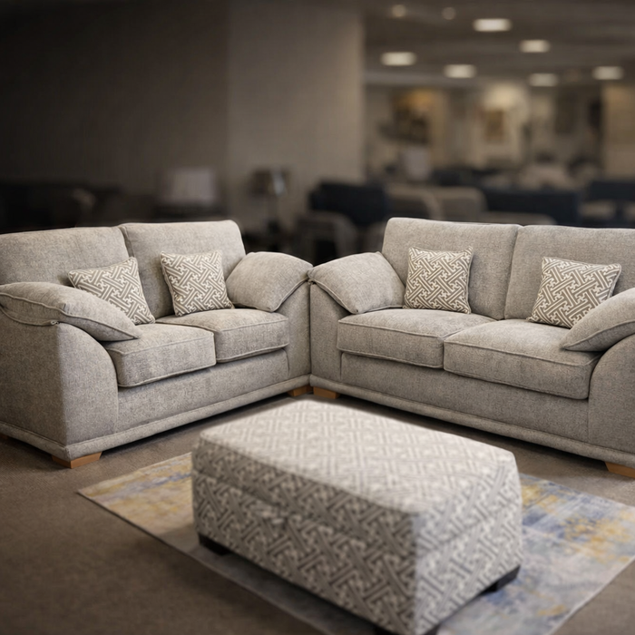 Lucy 3+2 Seater Enzo Stone Fabric Sofa