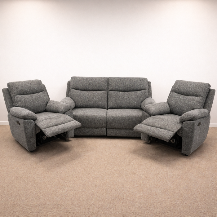 Mallow Smoke 3+1+1 Manual Reclining Sofa Suite Set