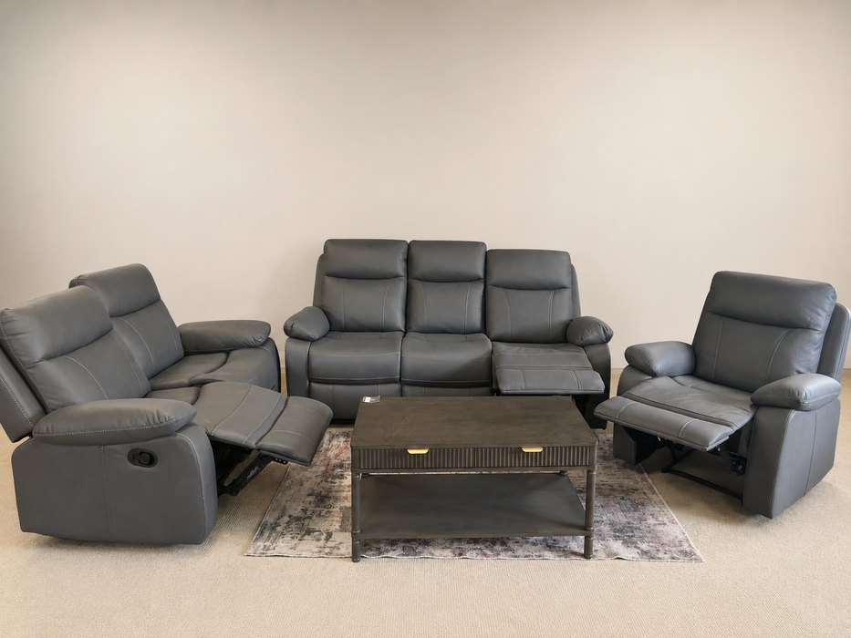 3+2+1 Seater Postiano Dark Grey Manual Reclining  Sofa Suite
