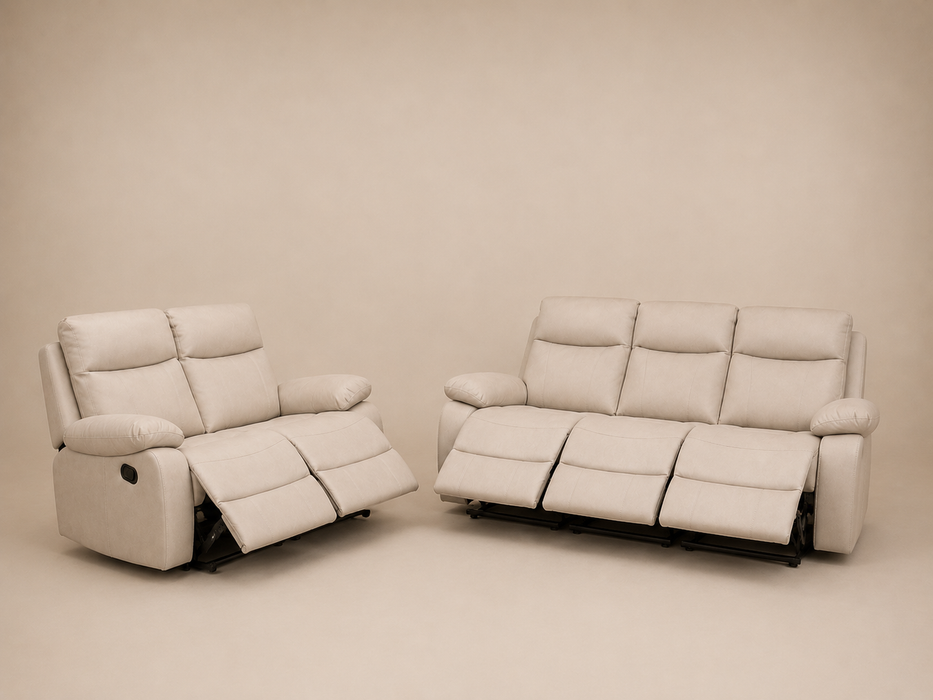 3+2 Seater Positano Beige Manual Recliner Sofa Suite