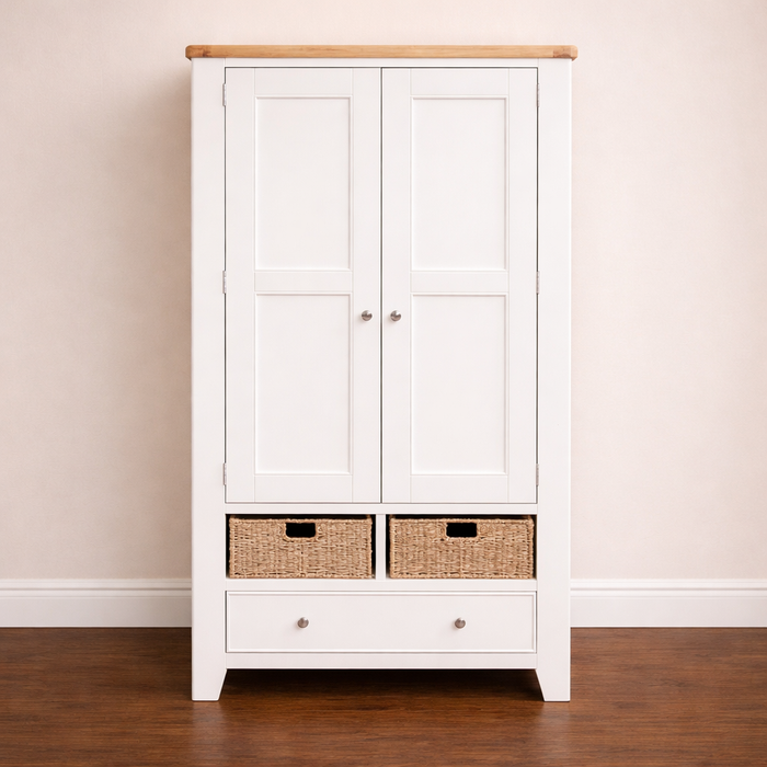 Maya Solid Wood Kitchen Larder Storage With Oak Top