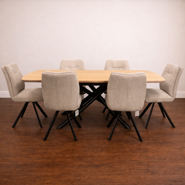 Lotus Extendable Rectangular Dining table With 6 dining chairs