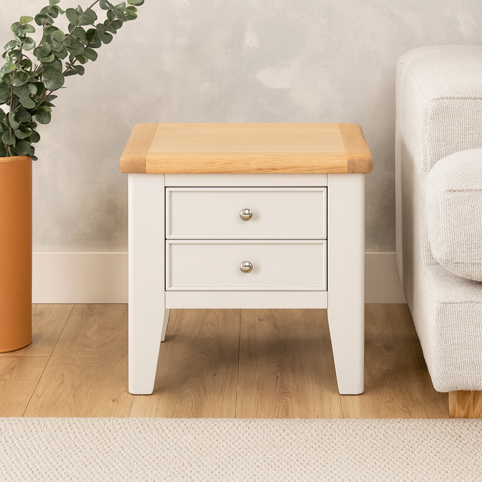 Maya 2 Drawer Oak Lamp Table