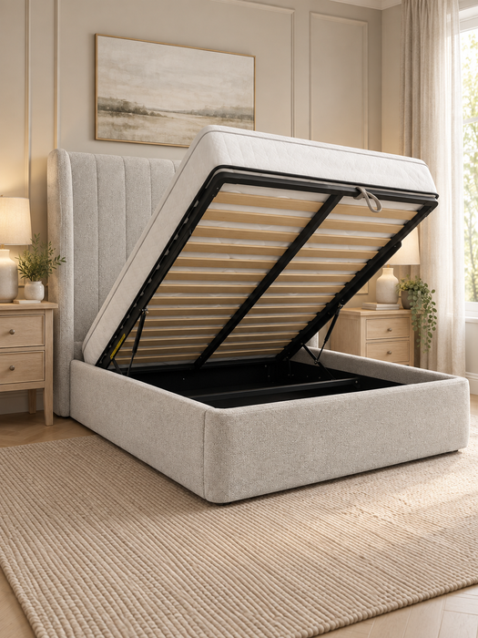 Delphine Ottoman Bedframe – Grey