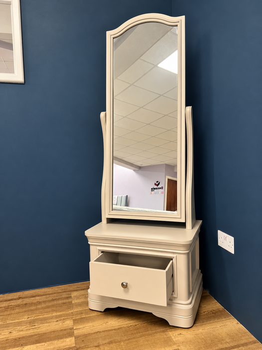 Mabel Taupe Cheval Dressing Mirror with Drawer (Display model only)
