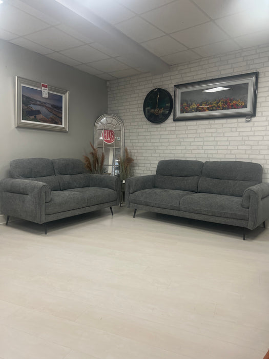3+2 Seater Ruby Grey Contemporary Fabric Sofa Suite