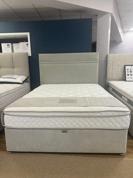 King Size Divan Base & Topaz Headboard – Graceland Silver | Display Model
