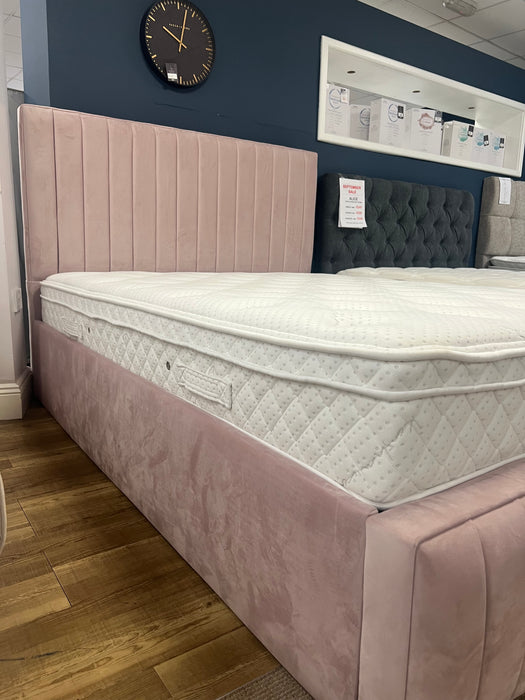 Bella King-Size Plush Pink Ottoman Bed Frame – Display Model Only