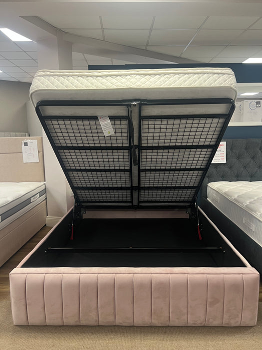 Bella King-Size Plush Pink Ottoman Bed Frame – Display Model Only