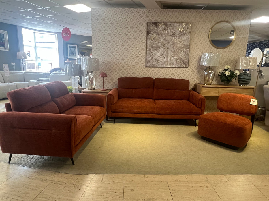 3+2 Contemporary Fabric Sofa Suite | Burnt Orange | Ruby Collection