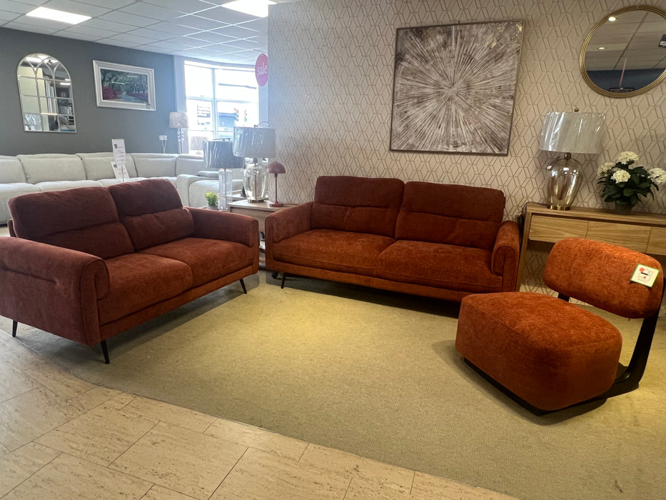 3+2 Contemporary Fabric Sofa Suite | Burnt Orange | Ruby Collection