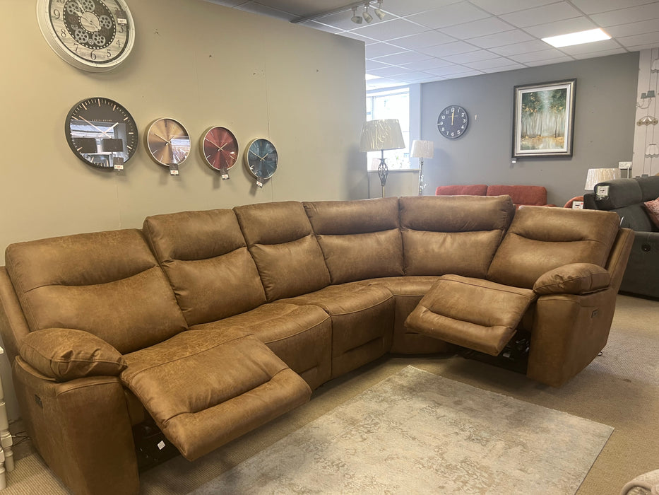 New York Motorised Brown Easy-Care Corner Suite