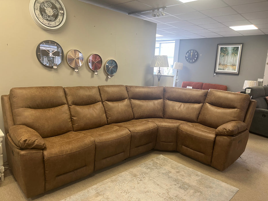New York Motorised Brown Easy-Care Corner Suite