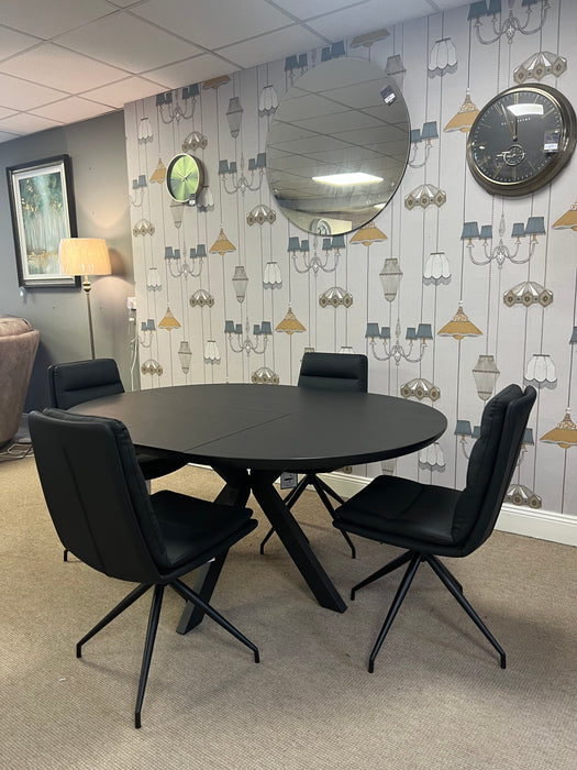 Boston Black Ash Extendable Round Table & 4 Nobo Chairs