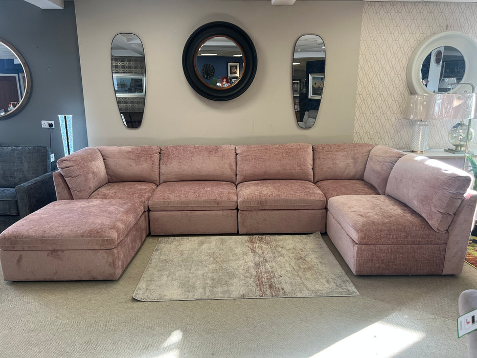 Brandon blush 6 piece modular corner sofa