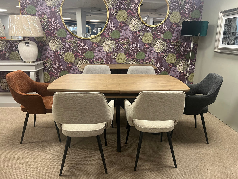 Boston rustic oak extendable table with 6 chairs