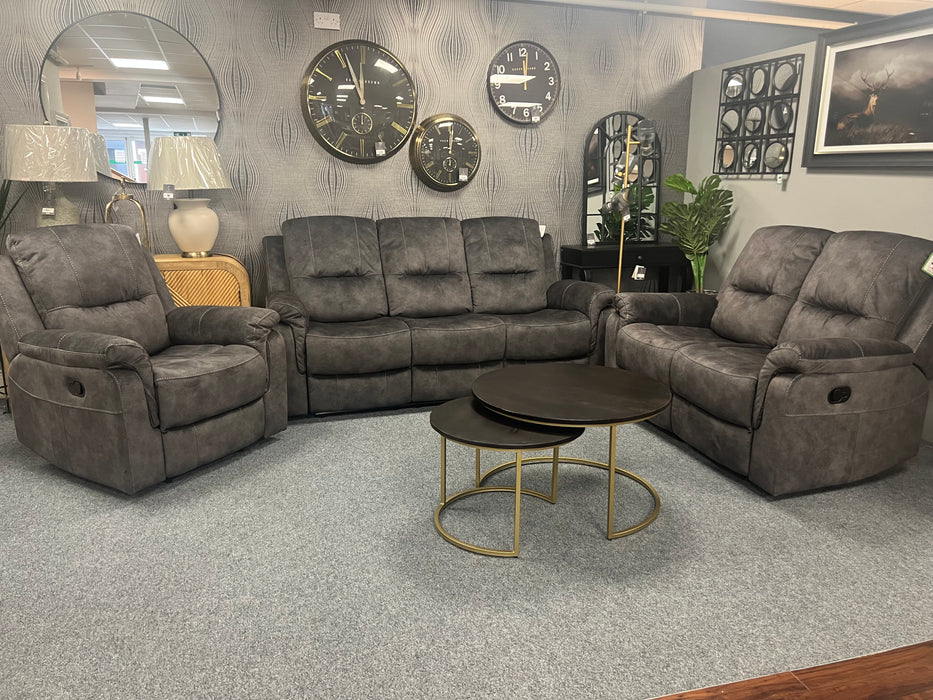Chicago Dark Grey 3+2 Manual Recliner Sofa Suite