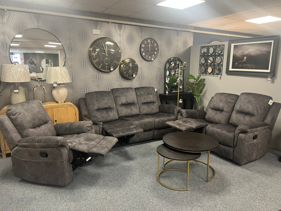 Chicago Dark Grey 3+2 Manual Recliner Sofa Suite