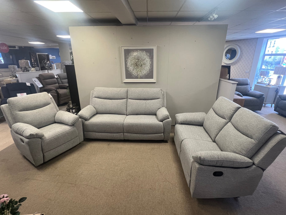 Mallow 3+2+1 Silver Manual Reclining Sofa Suite Set
