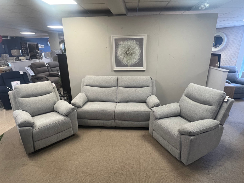 Mallow Silver 3+1+1 Silver Manual Reclining Sofa Suite Set