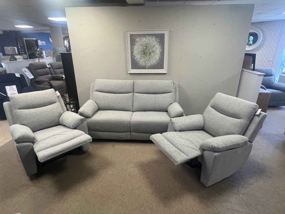 Mallow Silver 3+1+1 Silver Manual Reclining Sofa Suite Set
