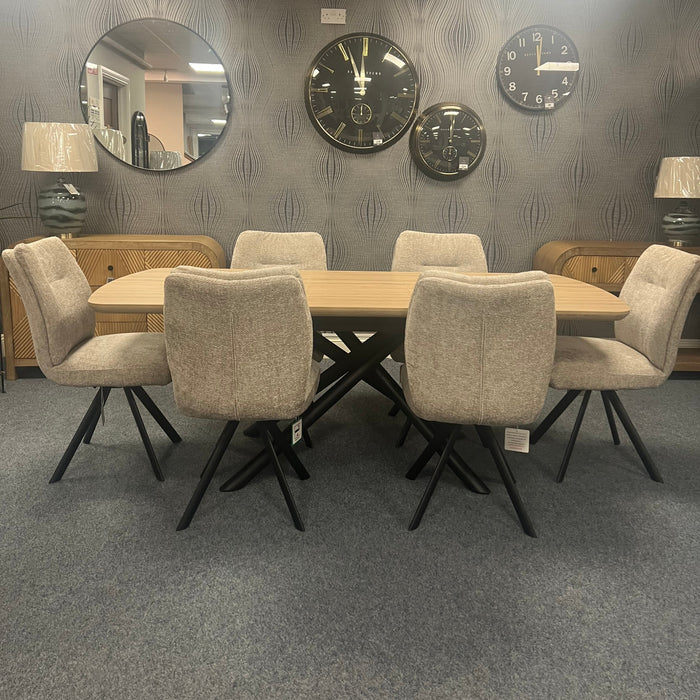 Lotus Extendable Rectangular Dining table With 6 dining chairs