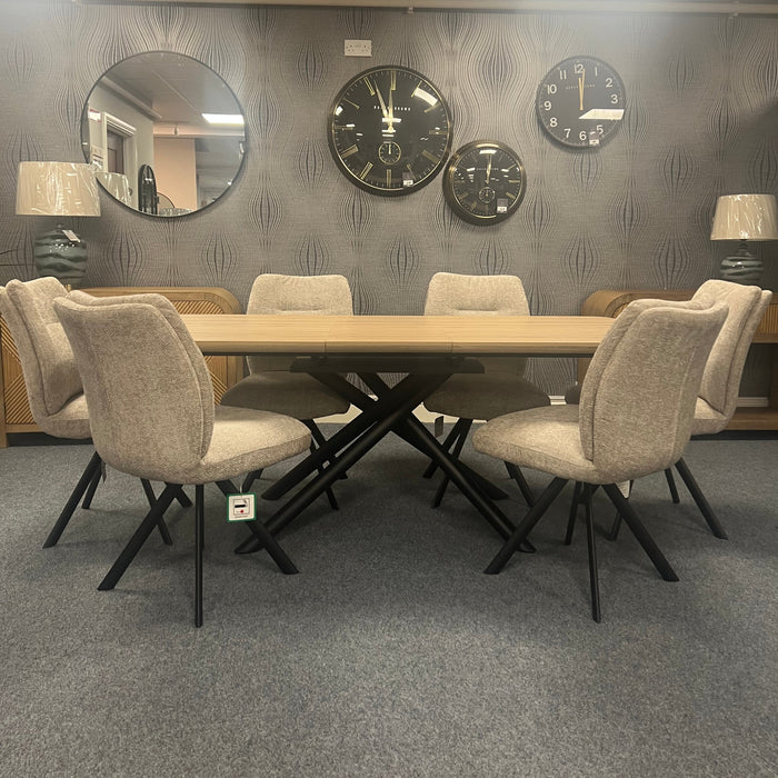 Lotus Extendable Rectangular Dining table With 6 dining chairs