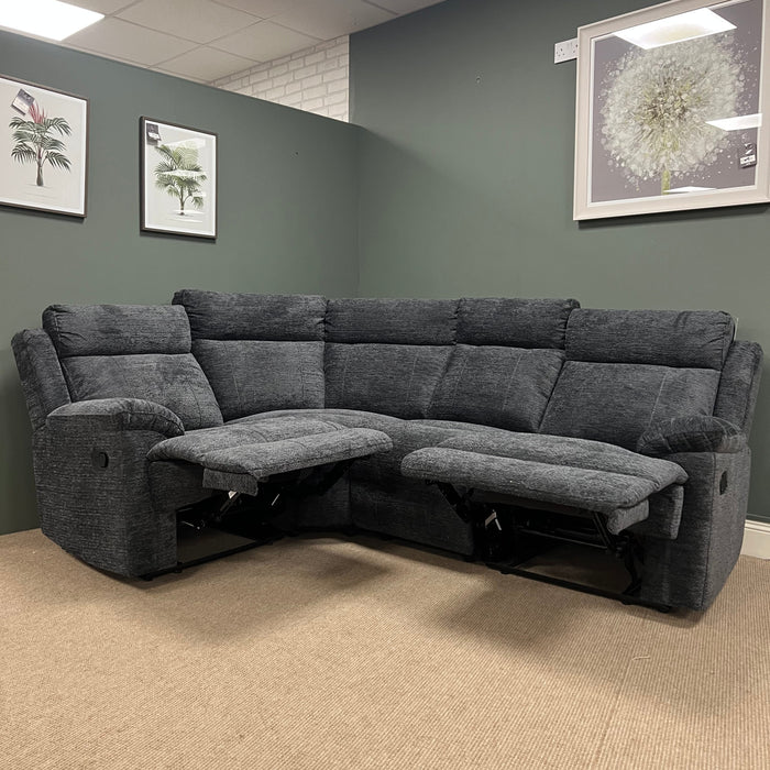 Chicago Dark Grey Small Corner Manual Recliner Suite | 5 Seater