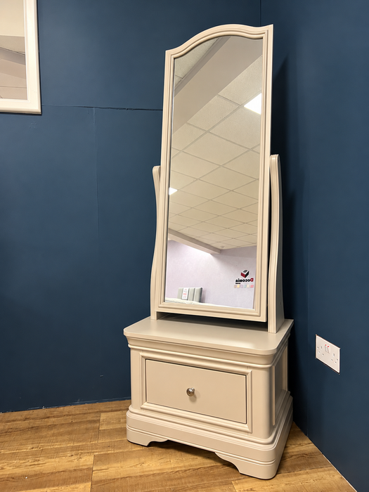 Mabel Taupe Cheval Dressing Mirror with Drawer (Display model only)