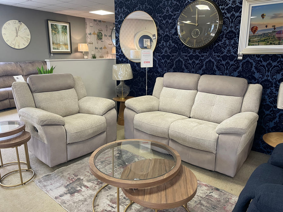 Newgrange 2+1+1 Manual Recliner Sofa | Two Tone Sand** DISPLAY MODEL**