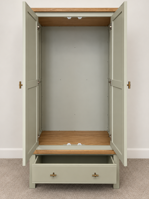 Adare 2-Door Wardrobe with Drawer – Sage Green