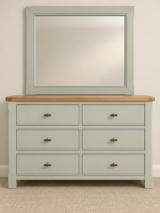 Adare 6-Drawer Dresser with Mirror – Sage Green