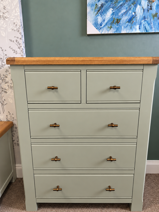 Adare 5-Drawer Tallboy – Sage Green