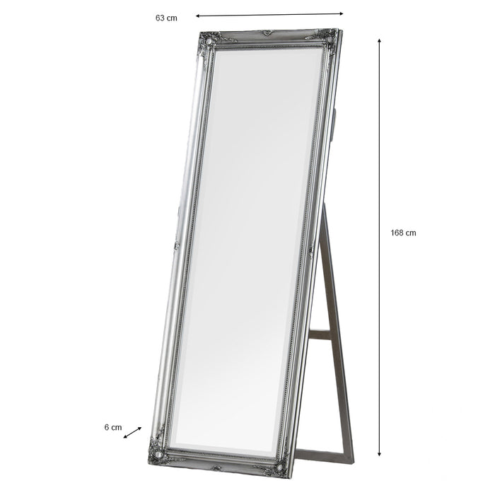 Chateau Wide Cheval Mirror Silver