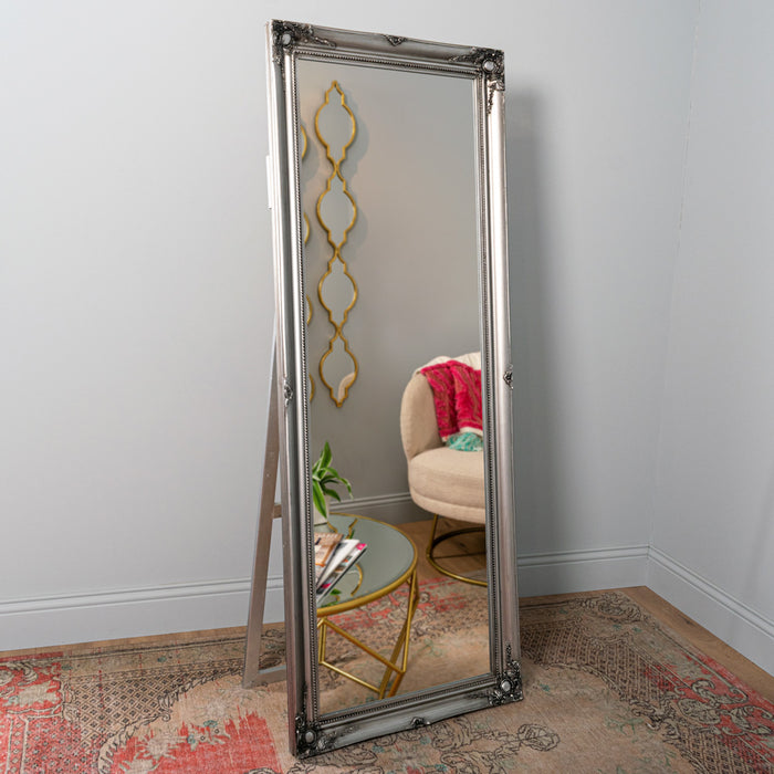 Chateau Wide Cheval Mirror Silver