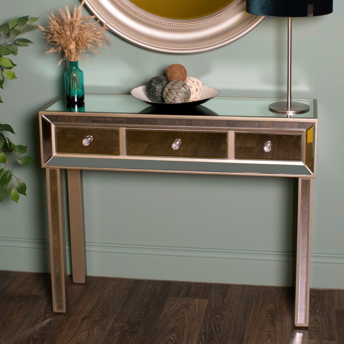 Kendra Mirrored Console 3 Drawer