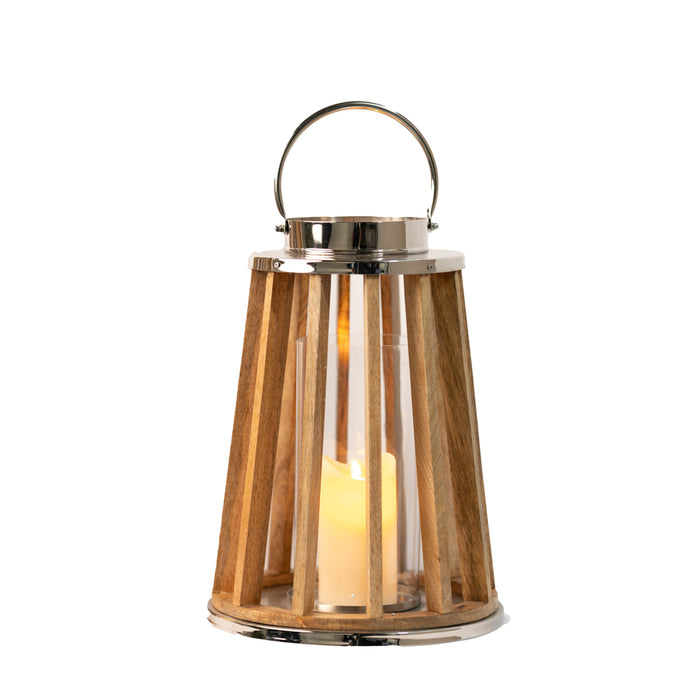 Nina Lantern Wood/chrome 42cm