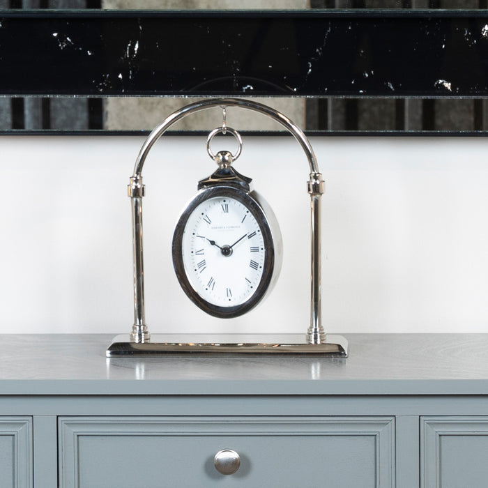 Edward And Florence Hanging Clock Chrome