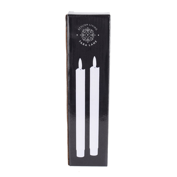 3d Flame Led Taper Candle Set Ivory 25cm