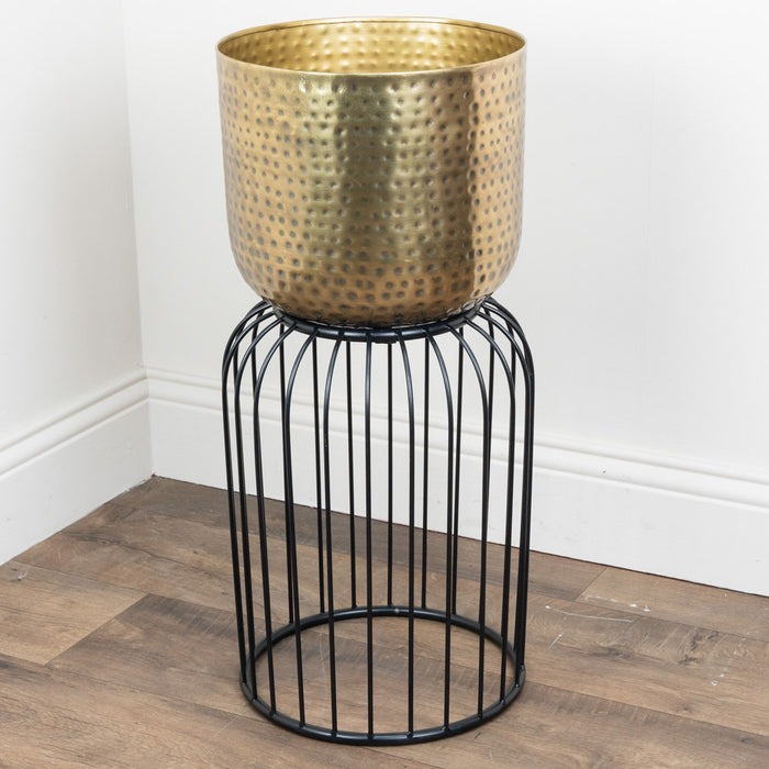 Nisha Planter Brass Antique/black Large