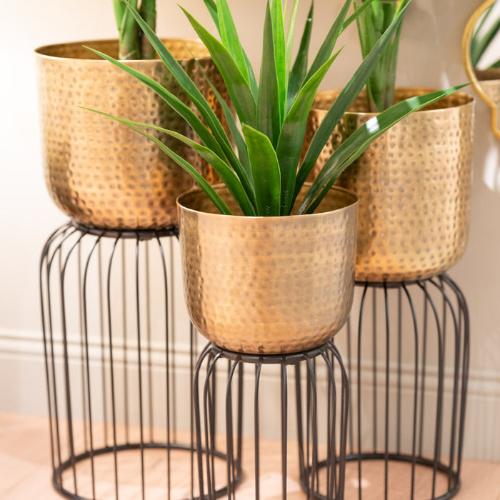 Nisha S/3 Planters Brass Antique/black