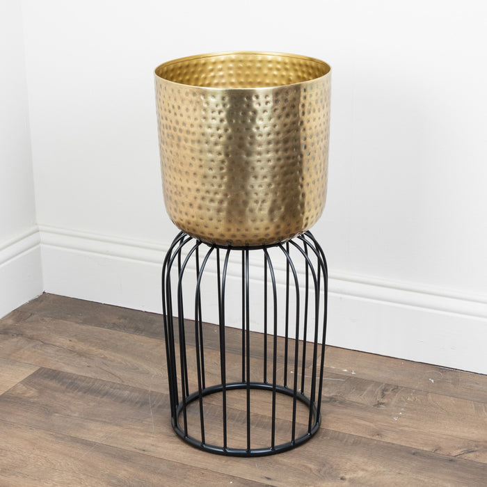 Nisha Planter Brass Antique/black Medium