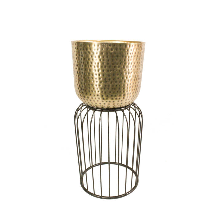 Nisha Planter Brass Antique/black Medium